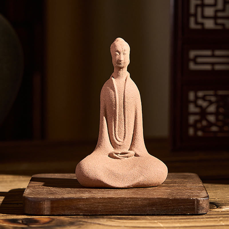Buddha Stones Zittende Boeddha in gebed, keramisch beeldje, zen huisdecoratie, 5*3*8,5 cm - image 1