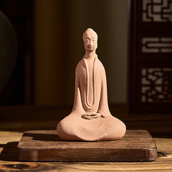 Buddha Stones Zittende Boeddha in gebed, keramisch beeldje, zen huisdecoratie, 5*3*8,5 cm - image 1