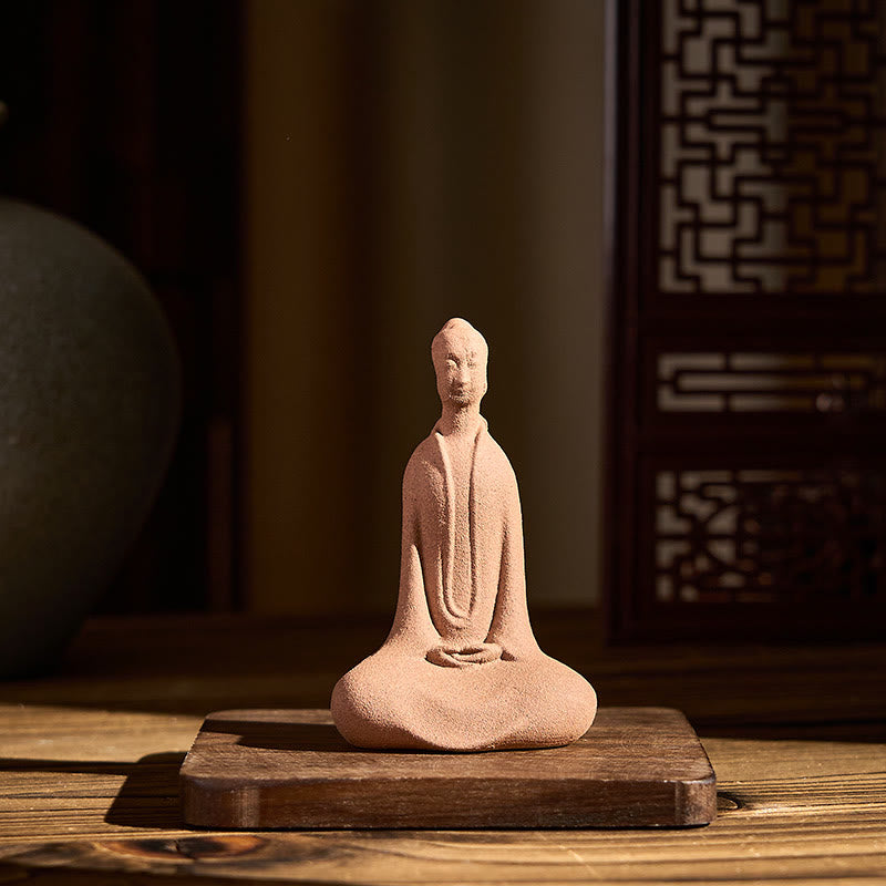 Buddha Stones Zittende Boeddha in gebed, keramisch beeldje, zen huisdecoratie, 5*3*8,5 cm - image 4