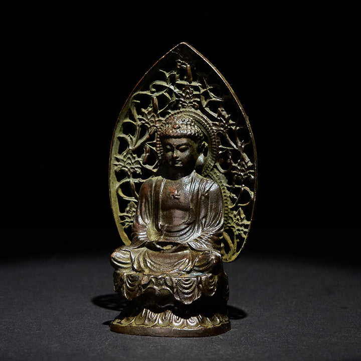 Buddha Stones Tathagata Boeddha beeldje van legering, Zen huisdecoratie, 9 x 4,5 cm - image 3