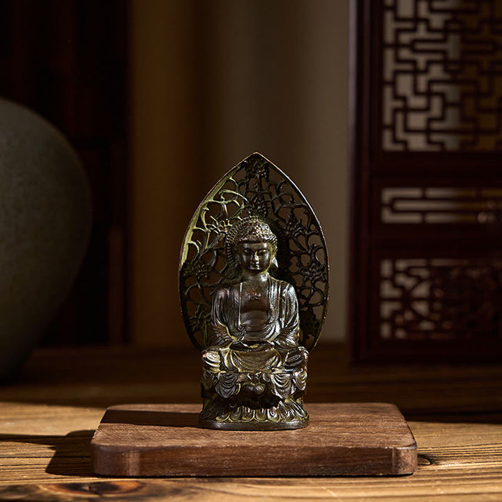 Buddha Stones Tathagata Boeddha beeldje van legering, Zen huisdecoratie, 9 x 4,5 cm - image 5