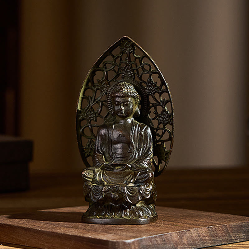 Buddha Stones Tathagata Boeddha beeldje van legering, Zen huisdecoratie, 9 x 4,5 cm - image 2