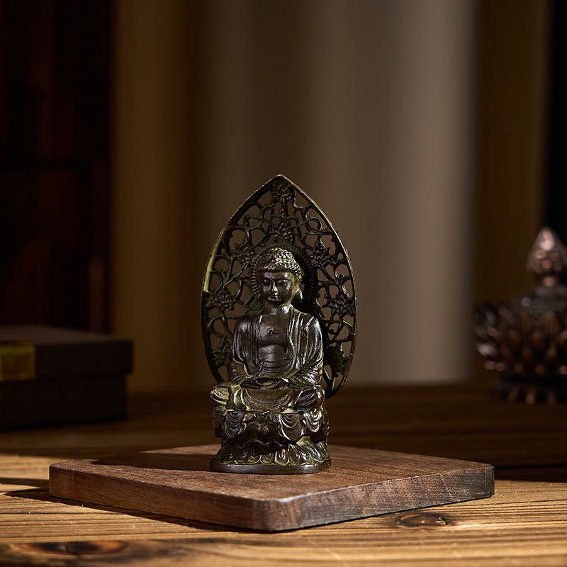 Buddha Stones Tathagata Boeddha beeldje van legering, Zen huisdecoratie, 9 x 4,5 cm - image 6