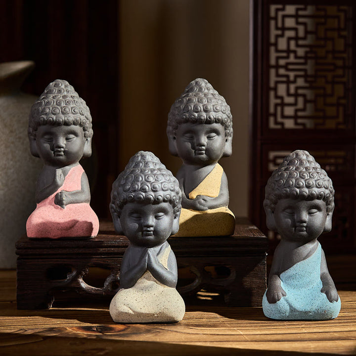 Buddha Stones Tathagata Boeddha symbool ontwerp paarse klei Serenity bureaudecoratie - image 0