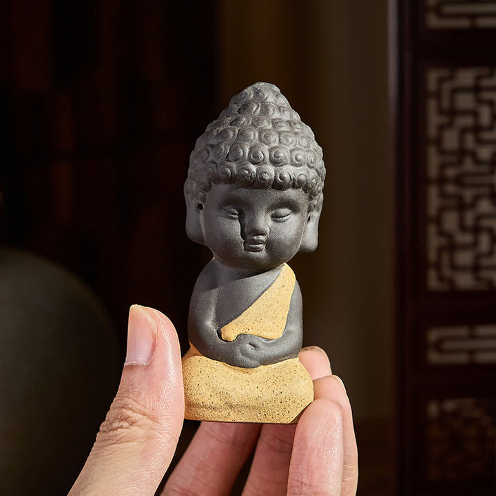Buddha Stones Tathagata Boeddha symbool ontwerp paarse klei Serenity bureaudecoratie - image 6