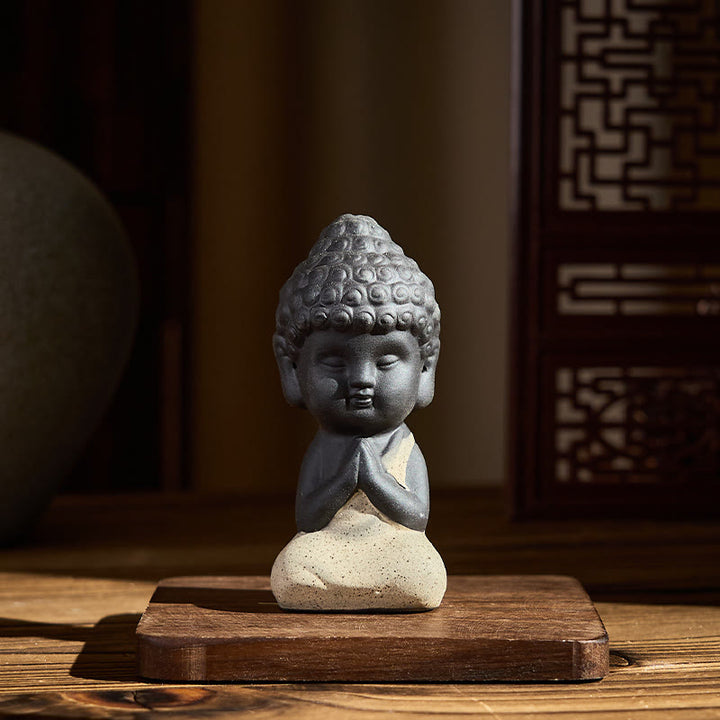 Buddha Stones Tathagata Boeddha symbool ontwerp paarse klei Serenity bureaudecoratie - Beige Boeddha 4*4*8,5 cm - image 2