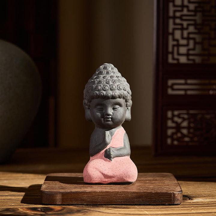 Buddha Stones Tathagata Boeddha symbool ontwerp paarse klei Serenity bureaudecoratie - Roze Boeddha 4*4*8,5 cm - image 1