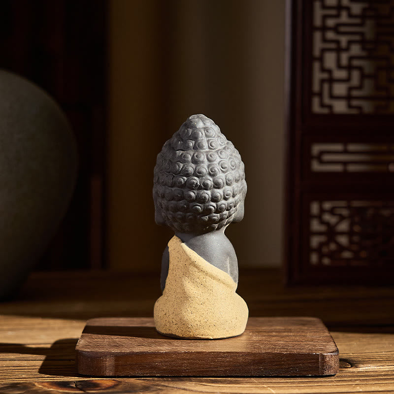 Buddha Stones Tathagata Boeddha symbool ontwerp paarse klei Serenity bureaudecoratie - image 5
