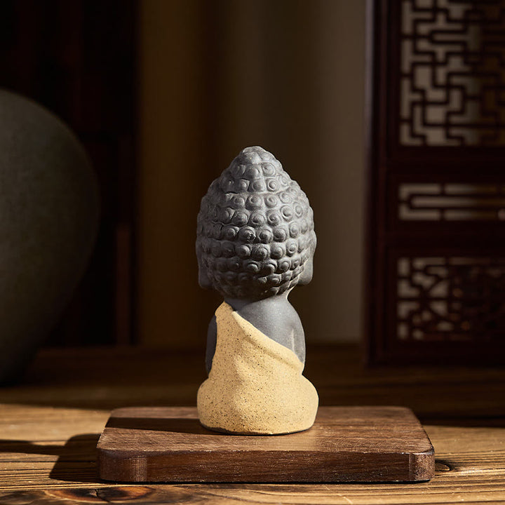 Buddha Stones Tathagata Boeddha symbool ontwerp paarse klei Serenity bureaudecoratie - image 5