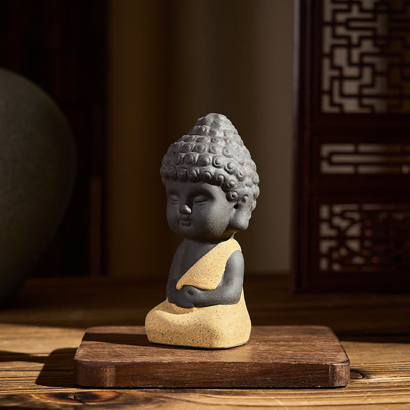 Buddha Stones Tathagata Boeddha symbool ontwerp paarse klei Serenity bureaudecoratie - image 4