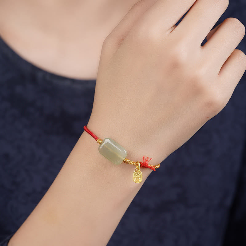 Buddha Stones Armband van 925 sterling zilver met Hetian jade, symbool van voorspoed. - image 1