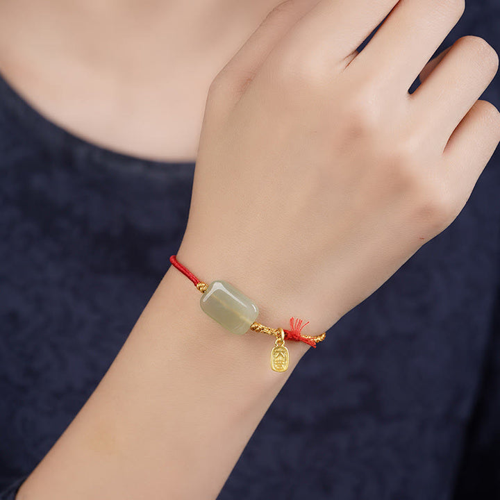 Buddha Stones Armband van 925 sterling zilver met Hetian jade, symbool van voorspoed. - image 1