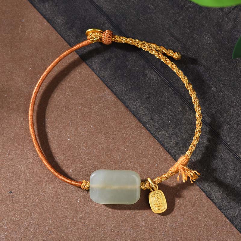 Buddha Stones Armband van 925 sterling zilver met Hetian jade, symbool van voorspoed. - Hetian jade &amp; geel koord (Polsomtrek: 15-18 cm) - image 5