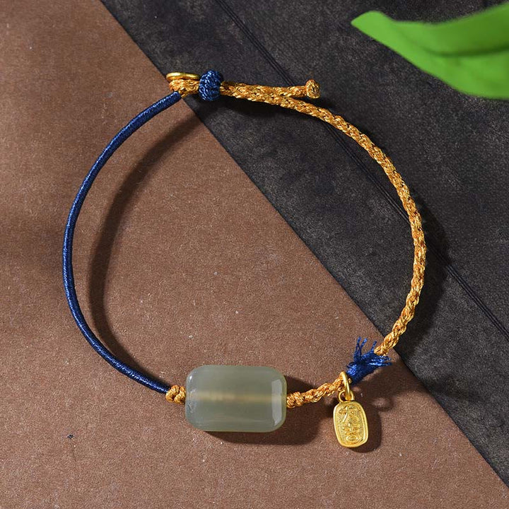 Buddha Stones Armband van 925 sterling zilver met Hetian jade, symbool van voorspoed. - Hetian Jade &amp; Marineblauwe String (Polsomtrek: 15-18 cm) - image 6