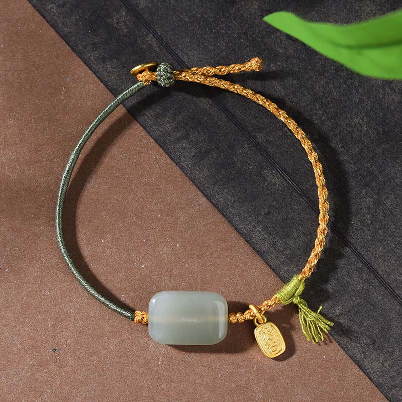 Buddha Stones Armband van 925 sterling zilver met Hetian jade, symbool van voorspoed. - Hetian jade &amp; donkergroen koord (Polsomtrek: 15-18 cm) - image 8