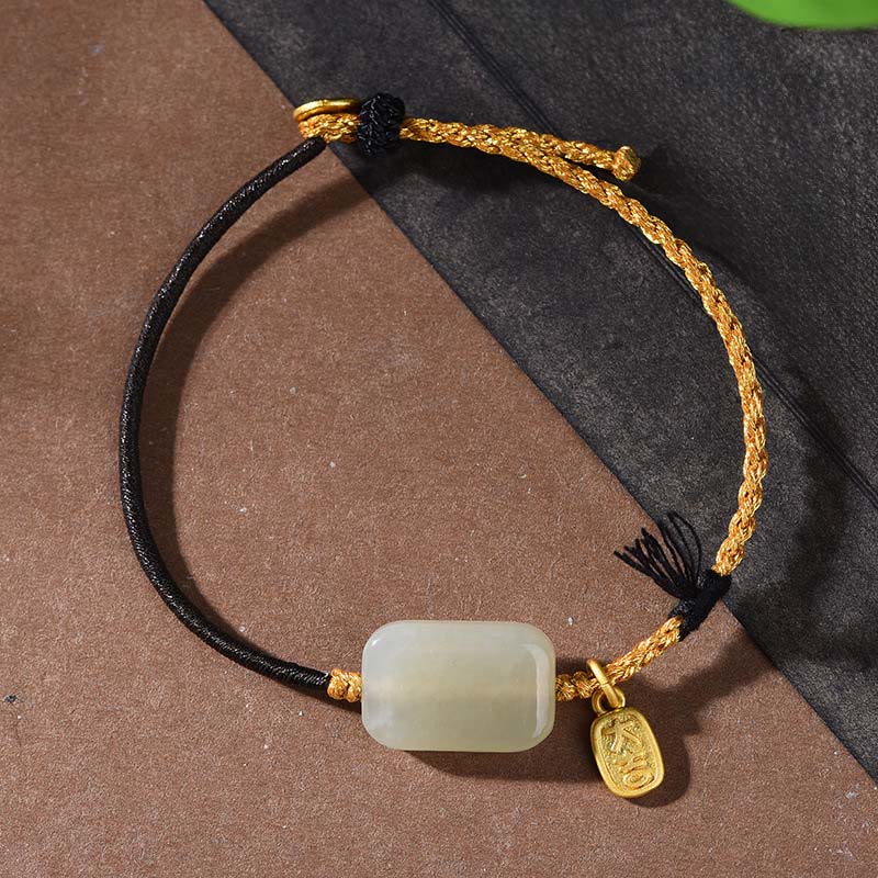 Buddha Stones Armband van 925 sterling zilver met Hetian jade, symbool van voorspoed. - Hetian jade &amp; zwart koord (Polsomtrek: 15-18 cm) - image 7