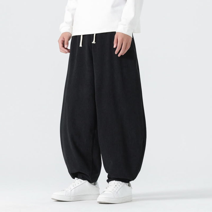 Buddha Stones Heren harembroek van effen corduroy met Zakken voor de herfst - Zwart - US/UK/AU46, EU56 (5XL) - image 6