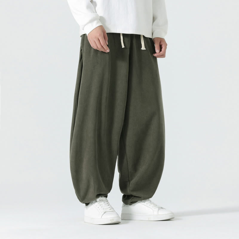 Buddha Stones Heren harembroek van effen corduroy met Zakken voor de herfst - image 1