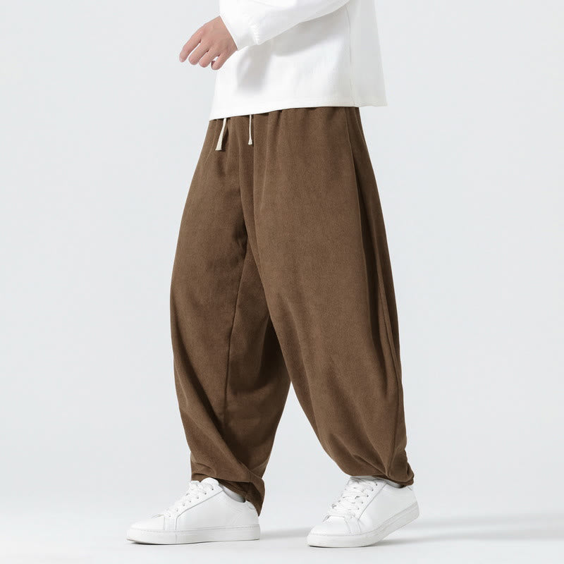 Buddha Stones Heren harembroek van effen corduroy met Zakken voor de herfst - Zadelbruin - US/UK/AU46, EU56 (5XL) - image 19