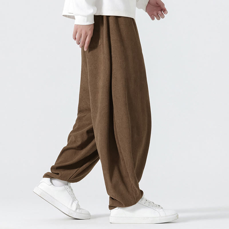 Buddha Stones Heren harembroek van effen corduroy met Zakken voor de herfst - image 22
