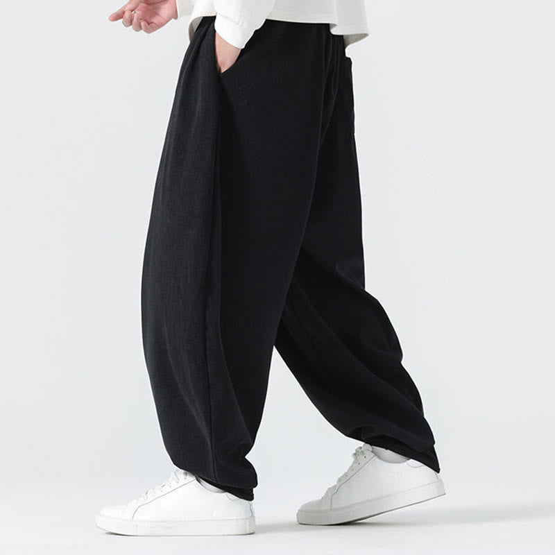 Buddha Stones Heren harembroek van effen corduroy met Zakken voor de herfst - image 8