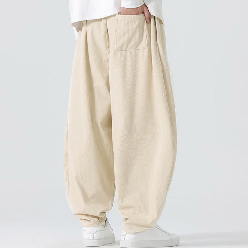 Buddha Stones Heren harembroek van effen corduroy met Zakken voor de herfst - image 13