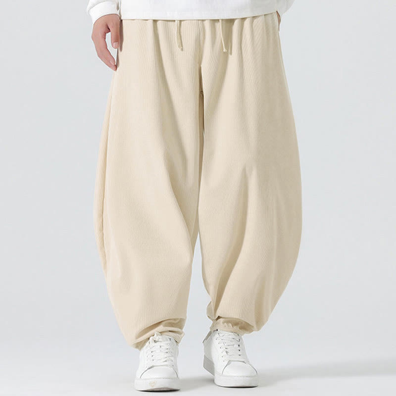 Buddha Stones Heren harembroek van effen corduroy met Zakken voor de herfst - image 14