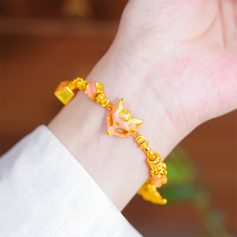 Buddha Stones 24-karaats verguld messing Armband met vossenfiguur (Ruyi). - image 0