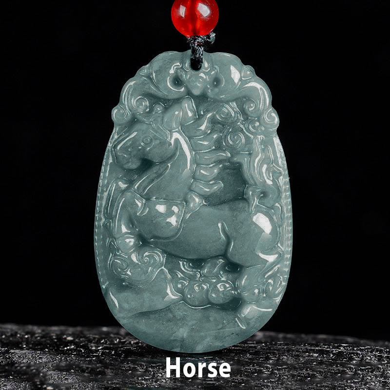 Buddha Stones Chinese dierenriem jade Ketting voor het Jaar van het Paard - image 1