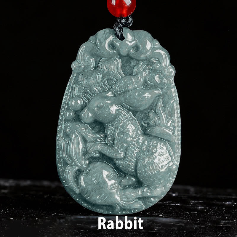 Buddha Stones Chinese dierenriem jade Ketting voor het Jaar van het Paard - Konijn - image 13
