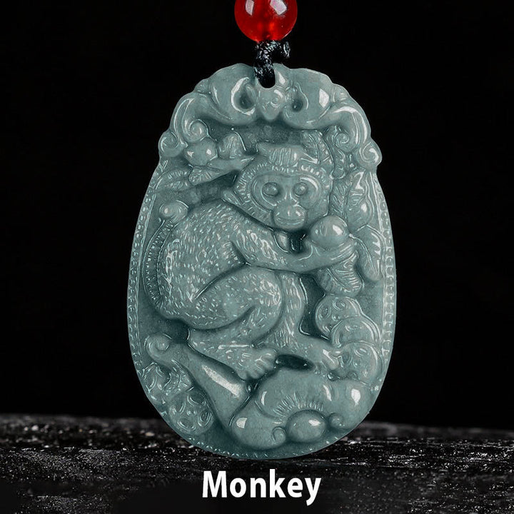 Buddha Stones Chinese dierenriem jade Ketting voor het Jaar van het Paard - Aap - image 17