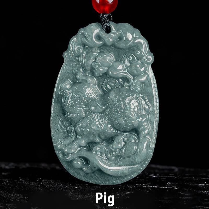 Buddha Stones Chinese dierenriem jade Ketting voor het Jaar van het Paard - Varken - image 20