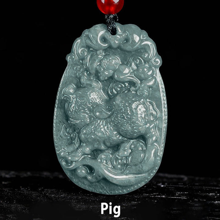 Buddha Stones Chinese dierenriem jade Ketting voor het Jaar van het Paard - Varken - image 20