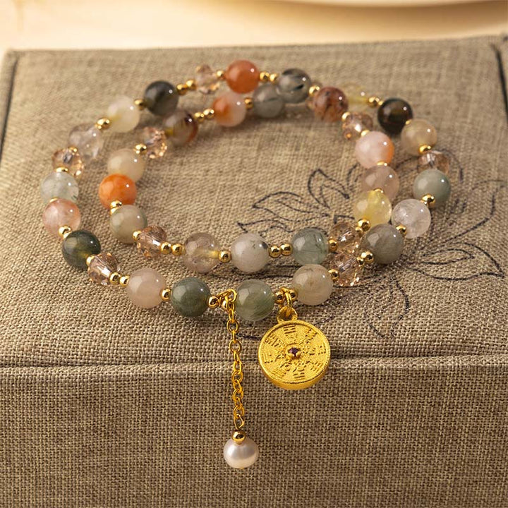 Buddha Stones Kleurrijke rutielkwarts koperen Armband met dubbele wikkel - Rutielkwarts (Polsomtrek: 16-17 cm) - image 0