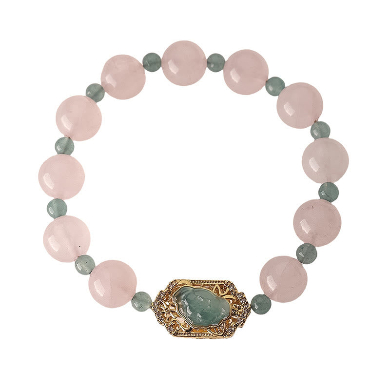Buddha Stones Armband van rozenkwarts en jade, symbool van zorgzaamheid en vriendelijkheid. - image 4