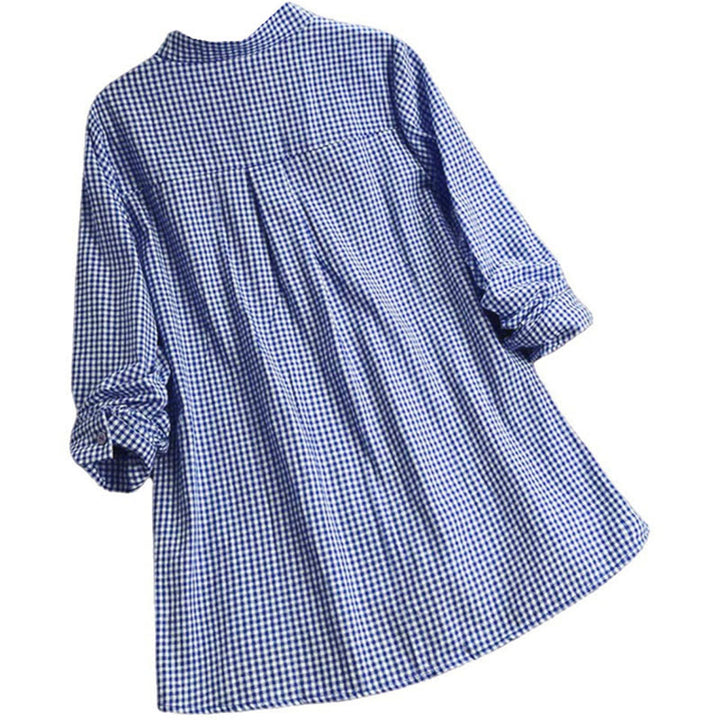Buddha Stones Damesblouse met Lange mouw en knoopsluiting en ruitpatroon - image 13