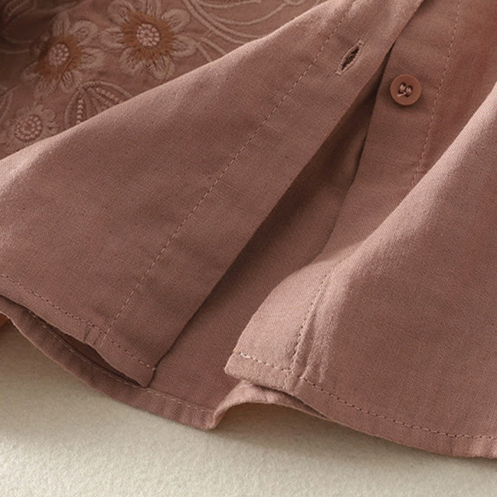 Buddha Stones Damesblouse met Lange mouw, geborduurd met Reverskraag - image 15