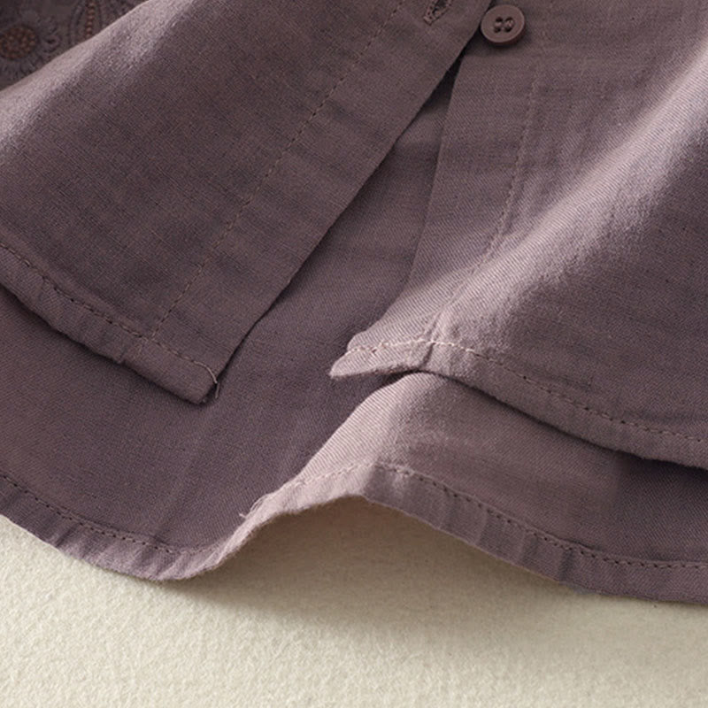 Buddha Stones Damesblouse met Lange mouw, geborduurd met Reverskraag - image 21