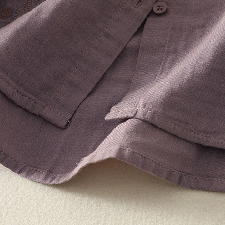 Buddha Stones Damesblouse met Lange mouw, geborduurd met Reverskraag - image 21