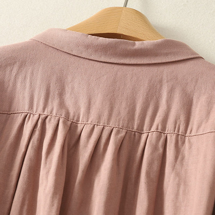 Buddha Stones Damesblouse met Lange mouw, geborduurd met Reverskraag - image 10
