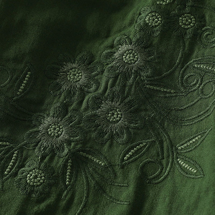 Buddha Stones Damesblouse met Lange mouw, geborduurd met Reverskraag - image 3