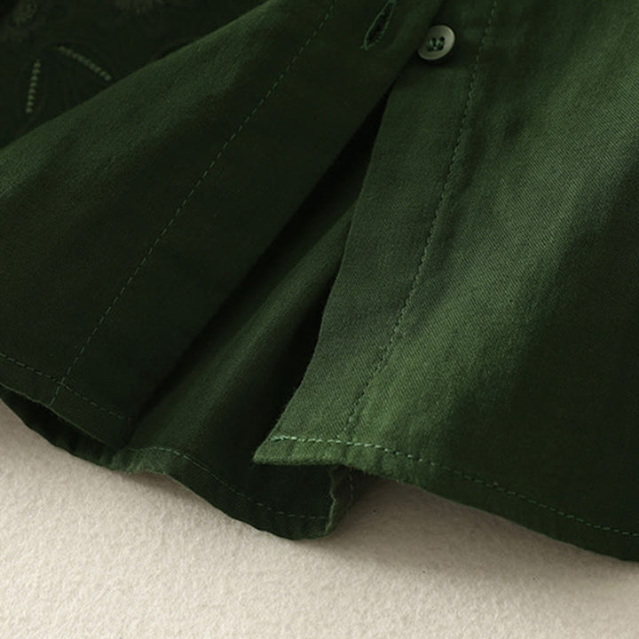 Buddha Stones Damesblouse met Lange mouw, geborduurd met Reverskraag - image 5