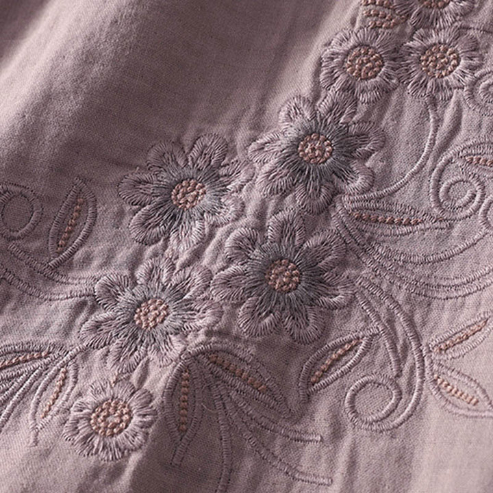 Buddha Stones Damesblouse met Lange mouw, geborduurd met Reverskraag - image 19