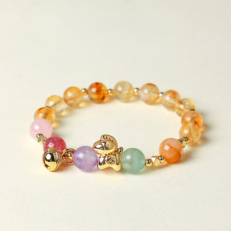 Buddha Stones Armband met citrien, amethist en diverse andere kristallen, symbool van het Jaar van het Paard - Citrien (Polsomtrek: 14-15 cm) - image 5