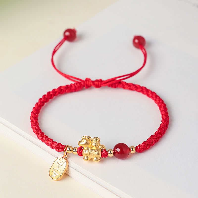 Buddha Stones Armband van 999 sterling zilver, symbool voor het Jaar van het Paard: Vrede, Rijkdom en Succes. - Rood (Polsomtrek: 14-18 cm) - image 0