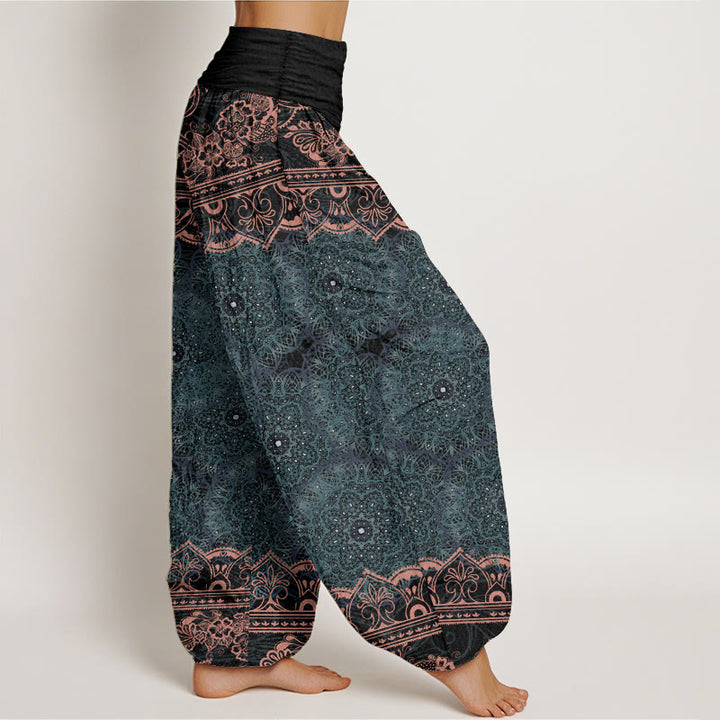 Buddha Stones Elegante katoenen harembroek met mandala-bloemendesign en elastische Taille voor dames - image 1