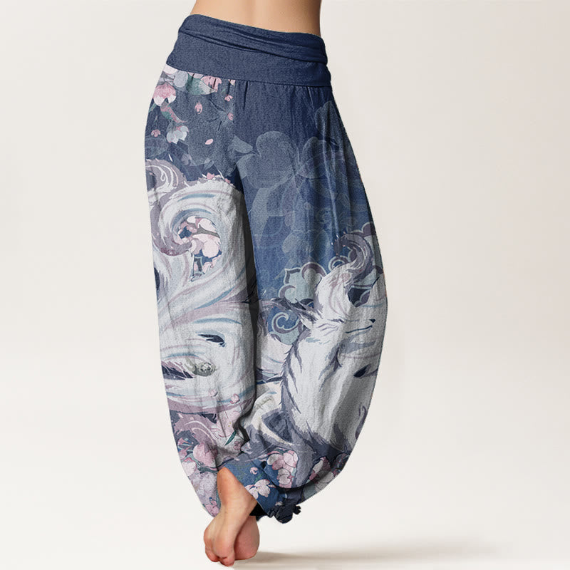 Buddha Stones Dames harembroek met elastische Taille en print van Cotton Fox Cherry Blossoms - image 8