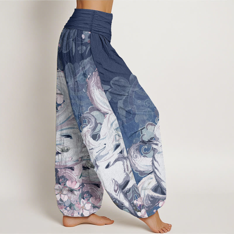 Buddha Stones Dames harembroek met elastische Taille en print van Cotton Fox Cherry Blossoms - image 9