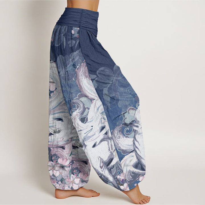 Buddha Stones Dames harembroek met elastische Taille en print van Cotton Fox Cherry Blossoms - image 9