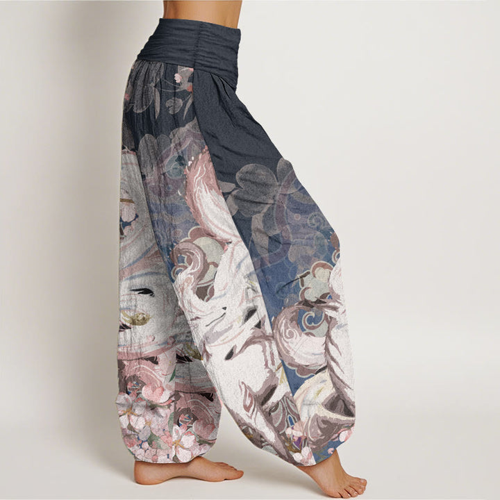 Buddha Stones Dames harembroek met elastische Taille en print van Cotton Fox Cherry Blossoms - image 2